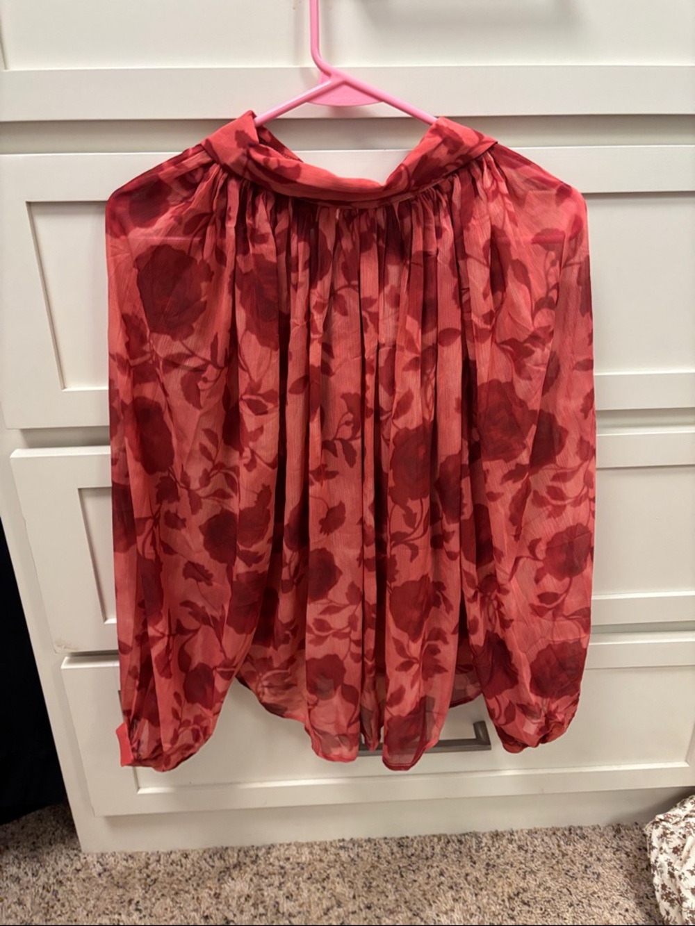 Button-Front Blouse in Red - Picture 4 of 5